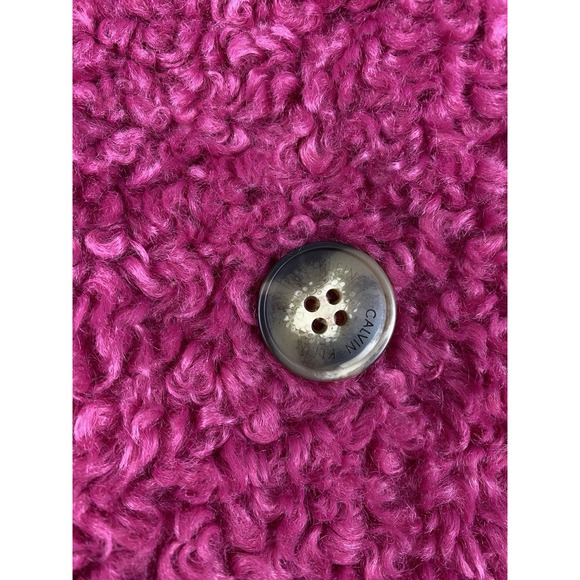 Calvin Klein Pink Faux Fur Coat Women Size Large Black Lined Jacket - Picture 13 of 15